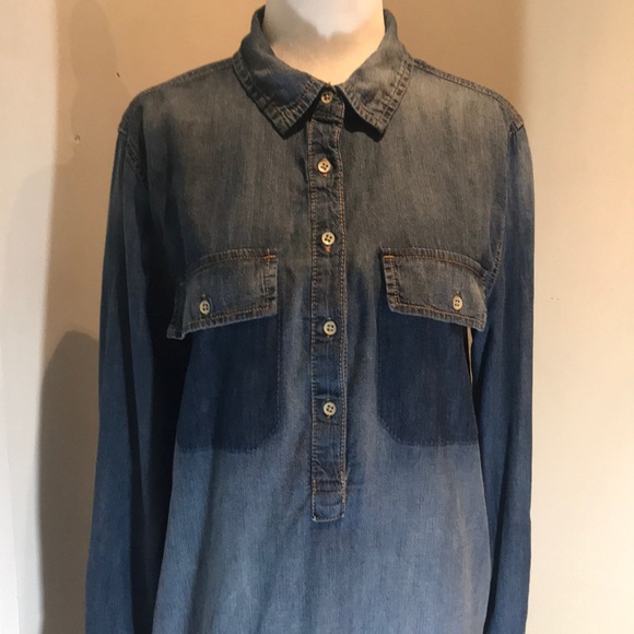 “JOE FRESH” Ombre Denim Style Long Sleeve Dress. - Picture 2 of 16